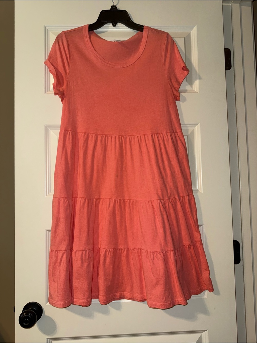 Coral Tiered Short-Sleeve Dress